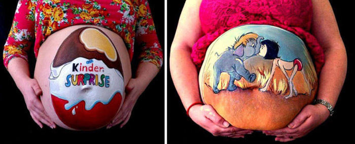 красивый рисунок на животе беременной