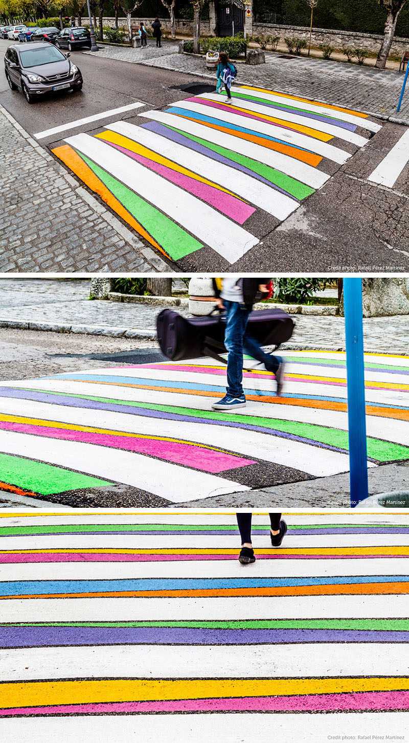 Вот такие красочные пешеходные переходы украшают улицы Мадрида 