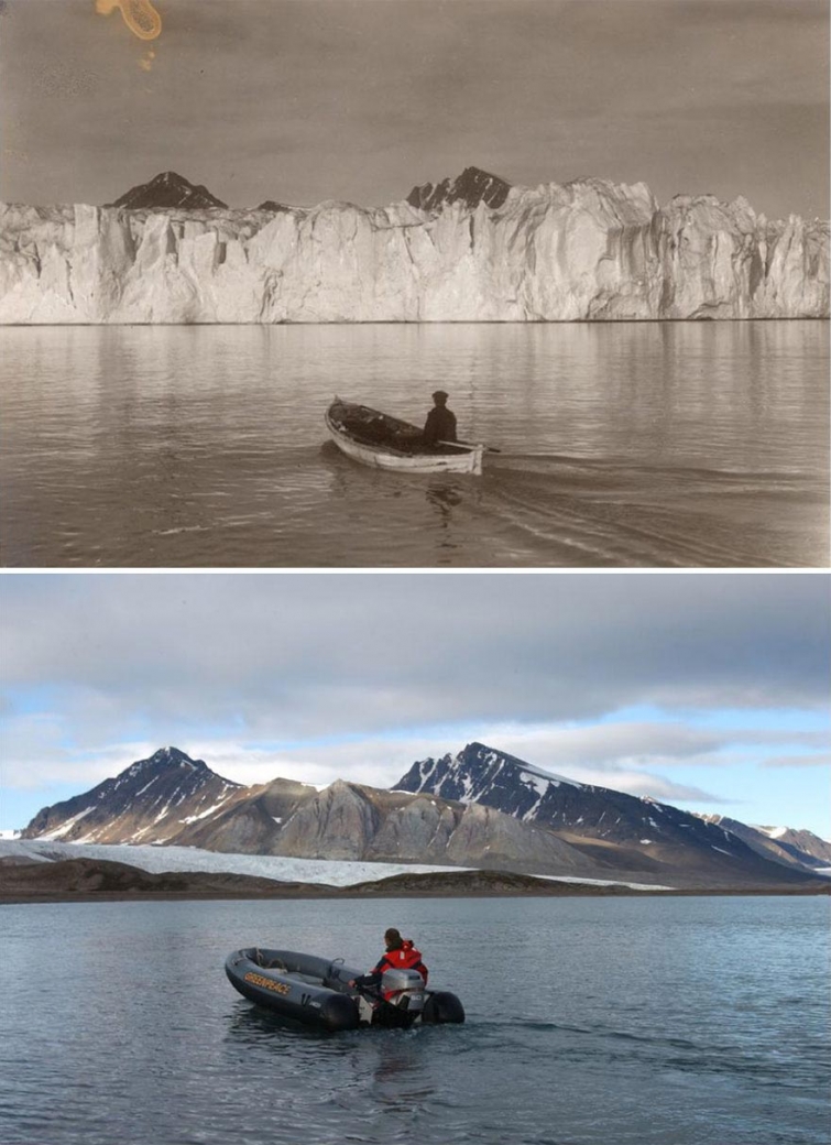 Шокирующие фотографии в стиле 'до и после', показывающие что изменение климата сделало с арктическими ледниками 