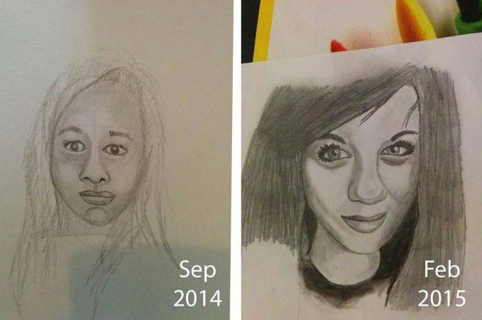 Прогресс художника в течение трех лет 