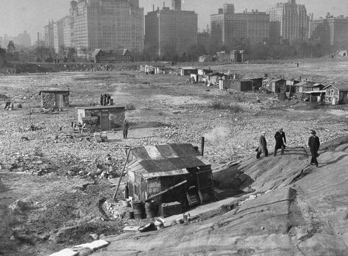 Центральный парк во время Великой депрессии, 1930–е годы, Нью–Йорк