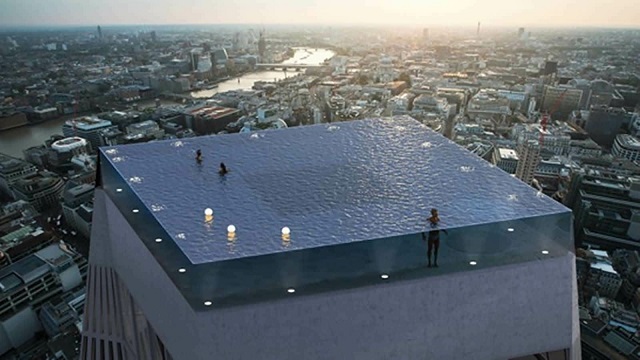 В Лондоне представили проект элитного бассейна на крыше небоскреба, без входа и выхода