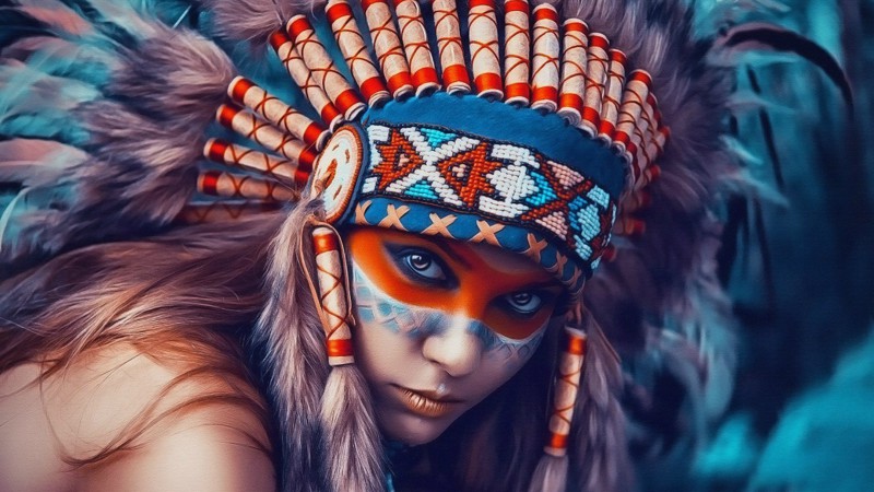 девушка в индейском наряде