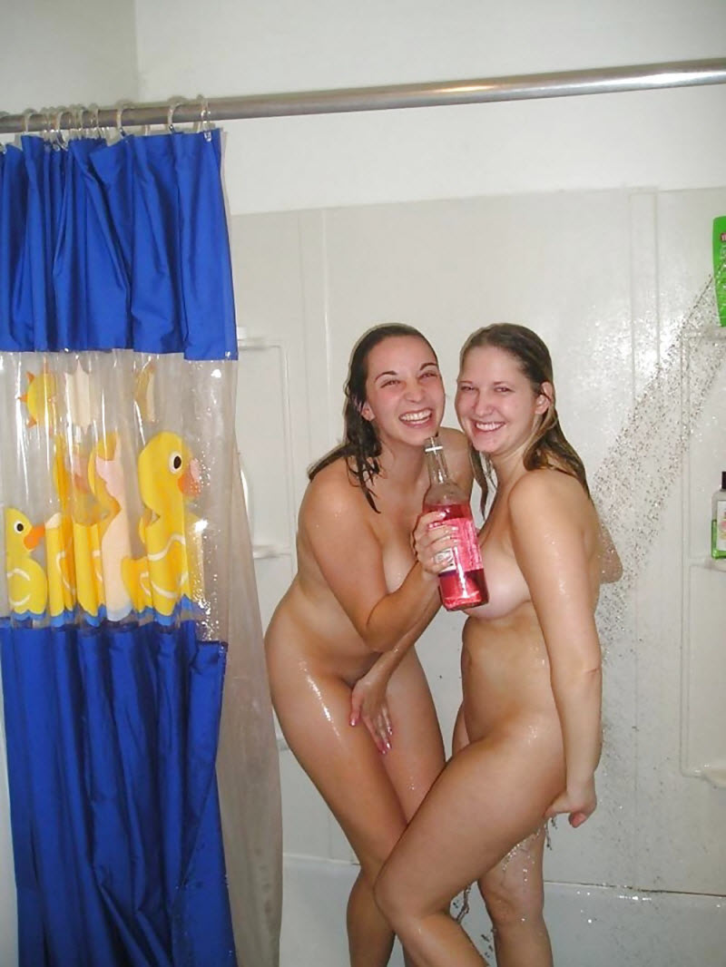 Embarrassed nude shower